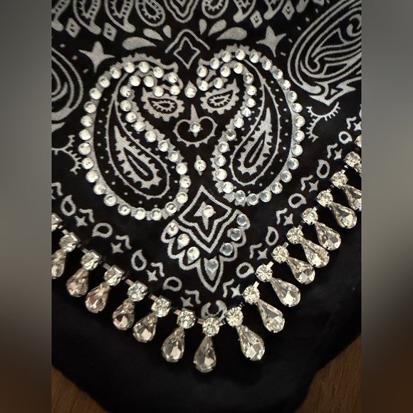 Blue B Rhinestone Bandana - Picture 4 of 8